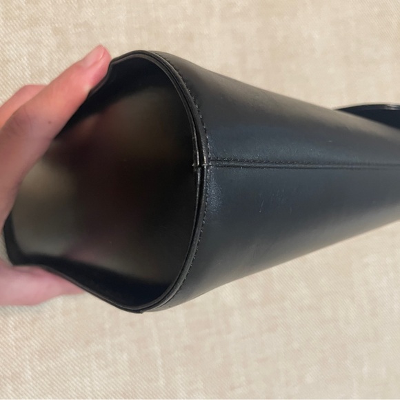 Vintage Yves Saint Laurent Top Handle Cassandra Leather Bag In Black & Gold - Picture 11 of 15